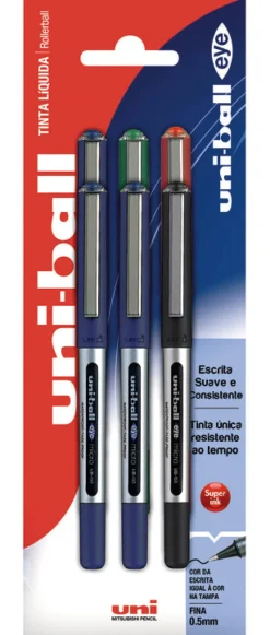 Esferográfica Roller Eye 0.5mm 3 unidades Uni-Ball