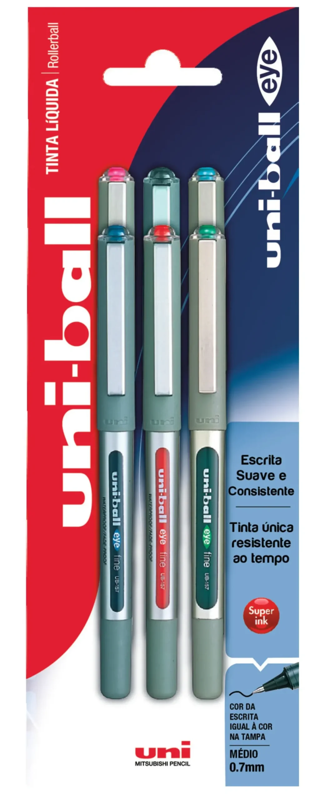Esferográfica Uni Ub-157 6 Unidades Cores