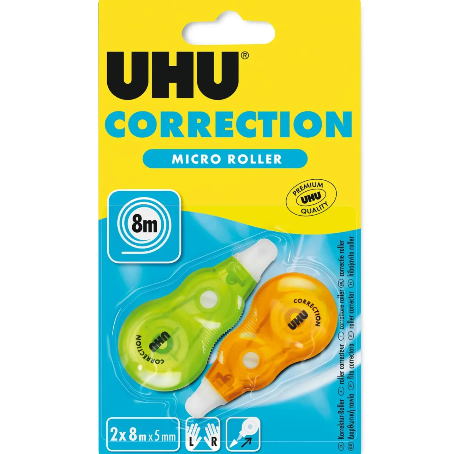 Fita Corretora Micro Roller 8M 2 Unidades Uhu