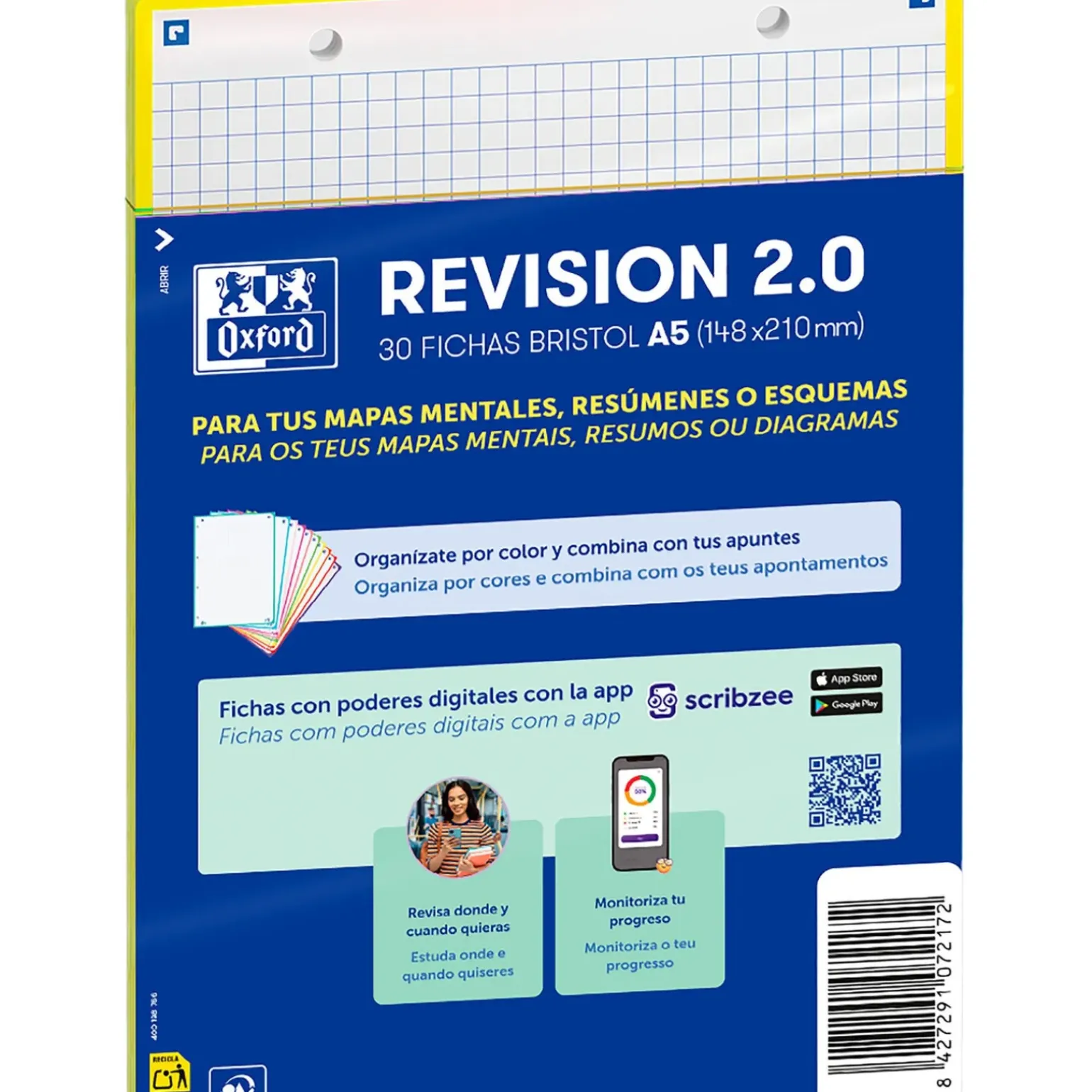 Flashcards 2.0 A5 30 Folhas Quadriculado Amarelo Oxford