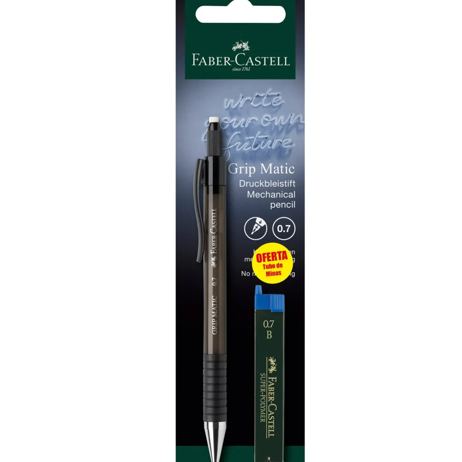 Lapiseira Grip Matic 0.7mm com Minas Faber Castell
