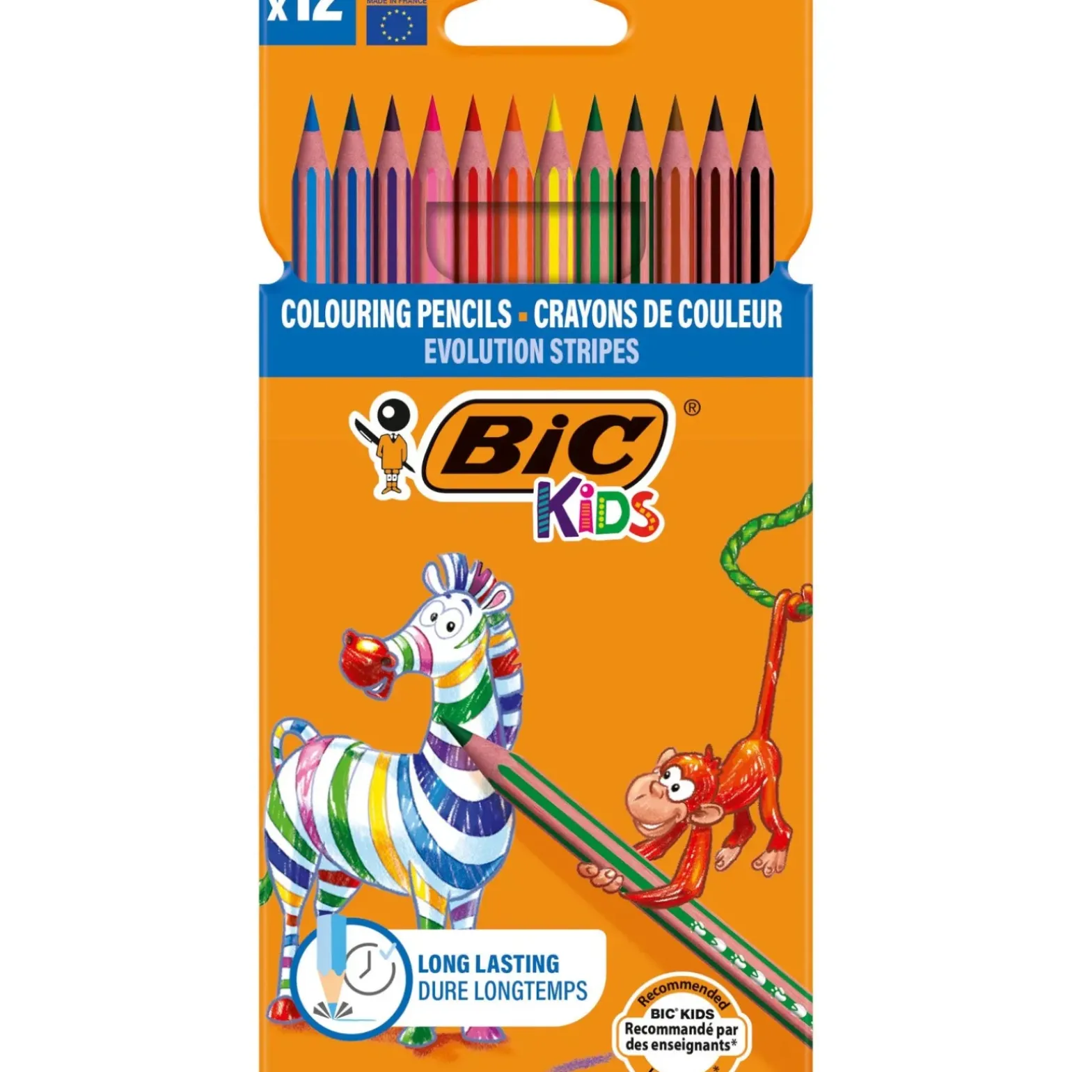 Lápis Cor Evolution Stripes 12 unidades Bic Kid