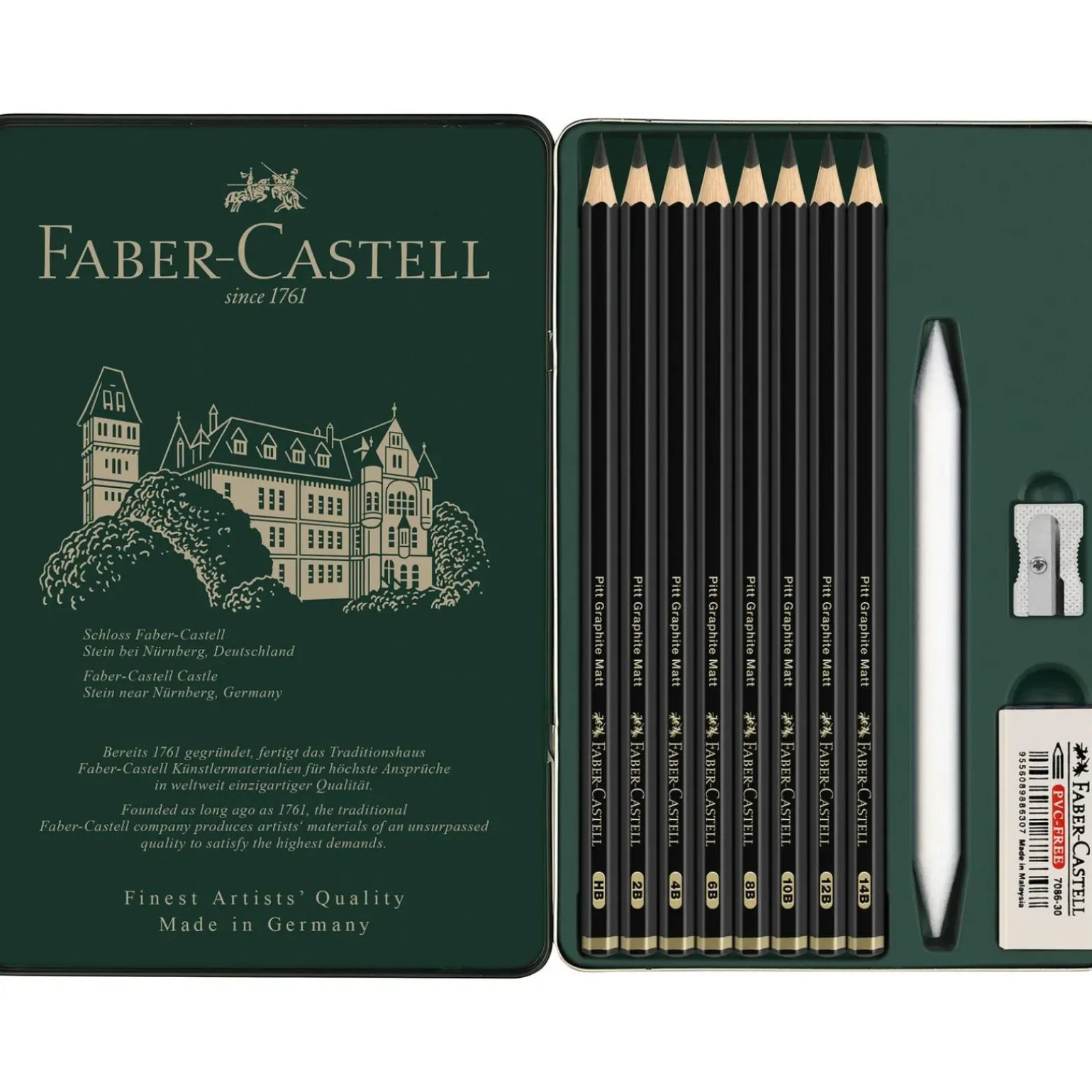 Lápis Grafite Pitt Matt Caixa Metal 8 unidades Faber Castell