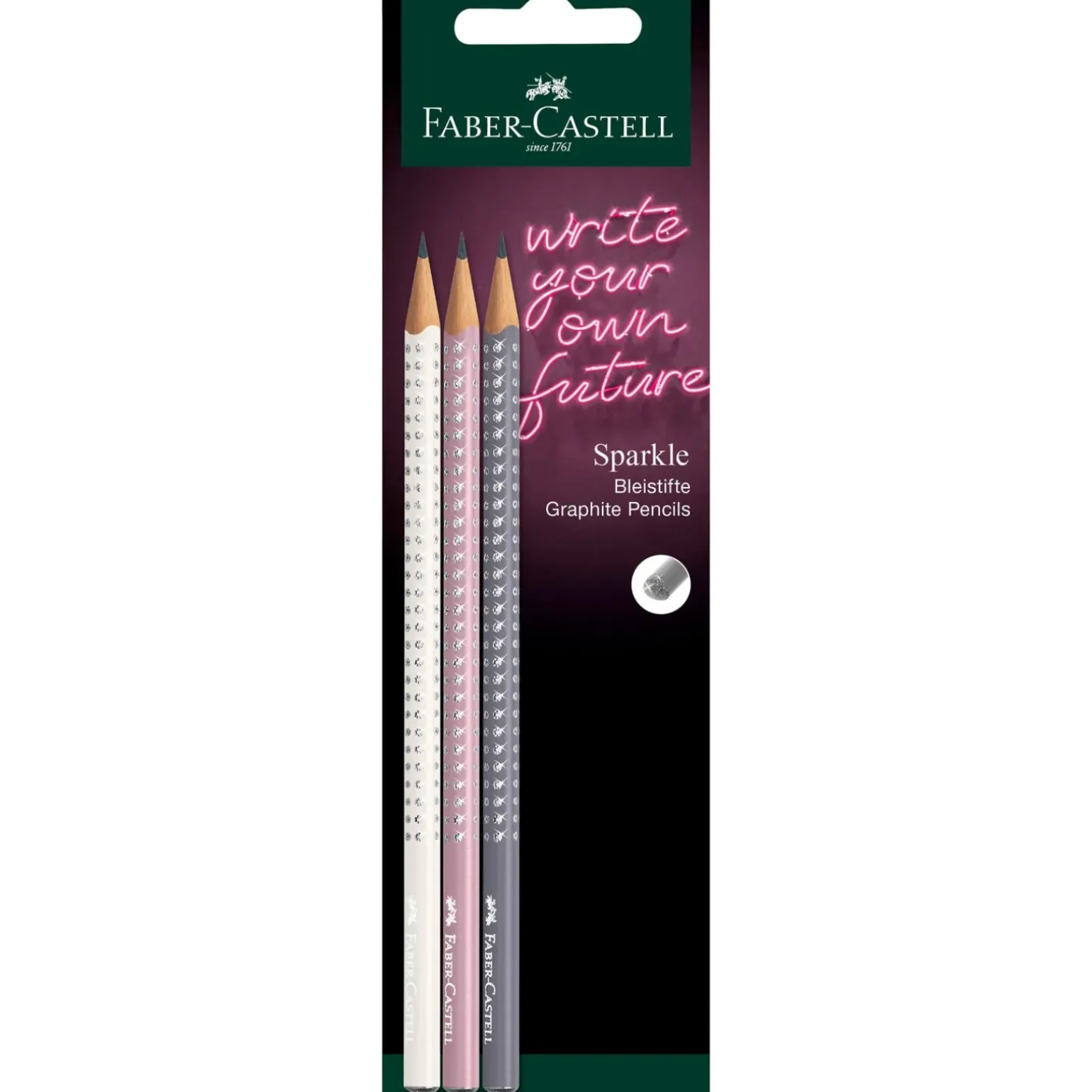 Lápis Sparkle Rosa, Cinza e Coconut 3 unidades Faber Castell