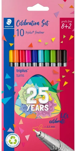 Marcador Escrita Fineliner Triplus 10 unidades 25 Anos Staedtler