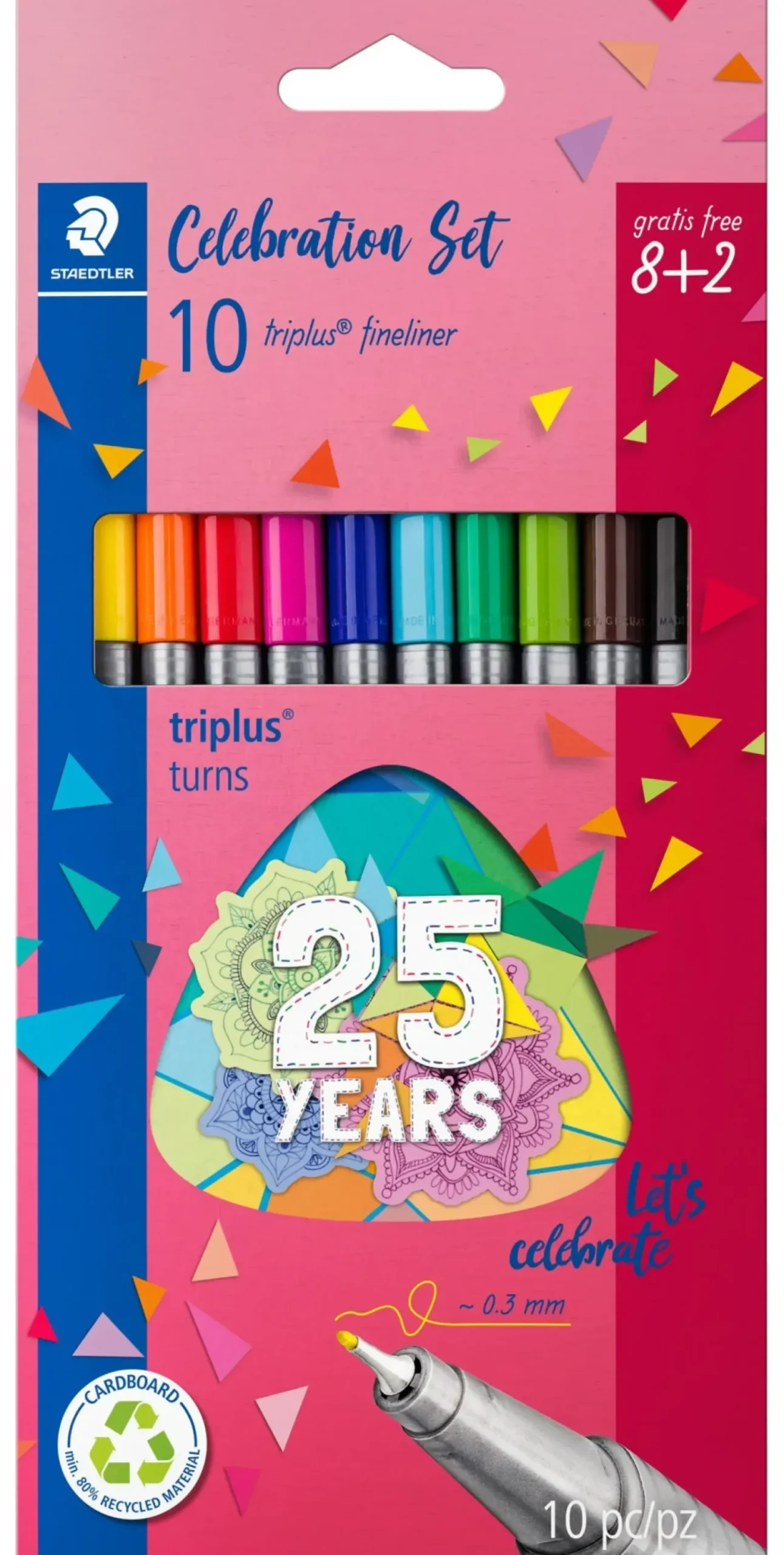 Marcador Escrita Fineliner Triplus 10 unidades 25 Anos Staedtler