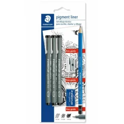 Marcador Escrita Pigment Liner 308 3 unidades Preto