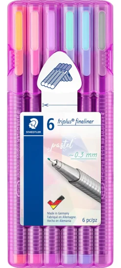 Marcador Escrita Triplus Fineline Pastel 6 Unidades