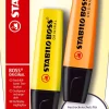Marcadores Fluorescentes Amarelo e Laranja Stabilo Boss
