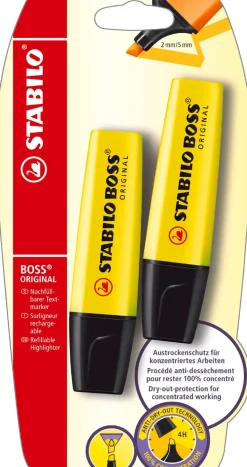 Marcadores Fluorescentes Amarelo 2 unidades Stabilo Boss