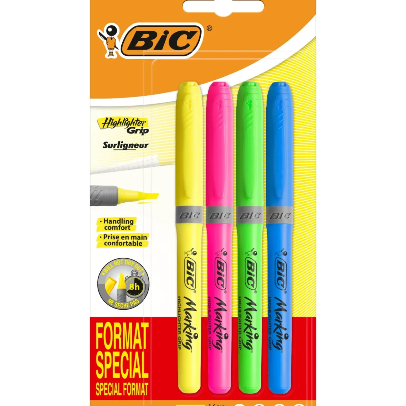 Marcadores Fluorescentes Grip 4 unidades Bic