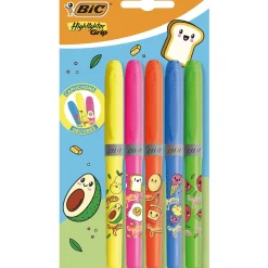 Marcadores Fluor Grip Neon Kawaii 5 Unidades Bic