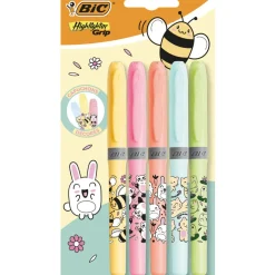 Marcadores Fluor Grip Pastel Kawaii 5 Unidades Bic