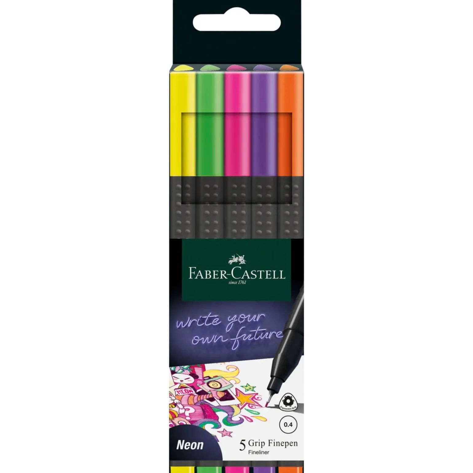 Marcador Grip Finepen Neon 5 unidades
