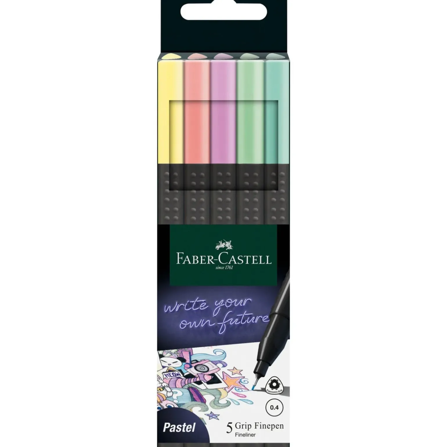 Marcador Grip Finepen Pastel 5 unidades Faber Castell