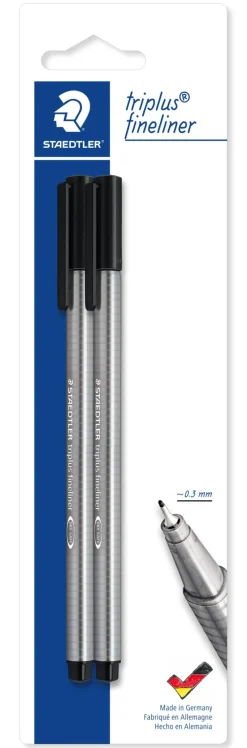 Marcador Triplus Fineliner 2 unidades Preto Staedtler