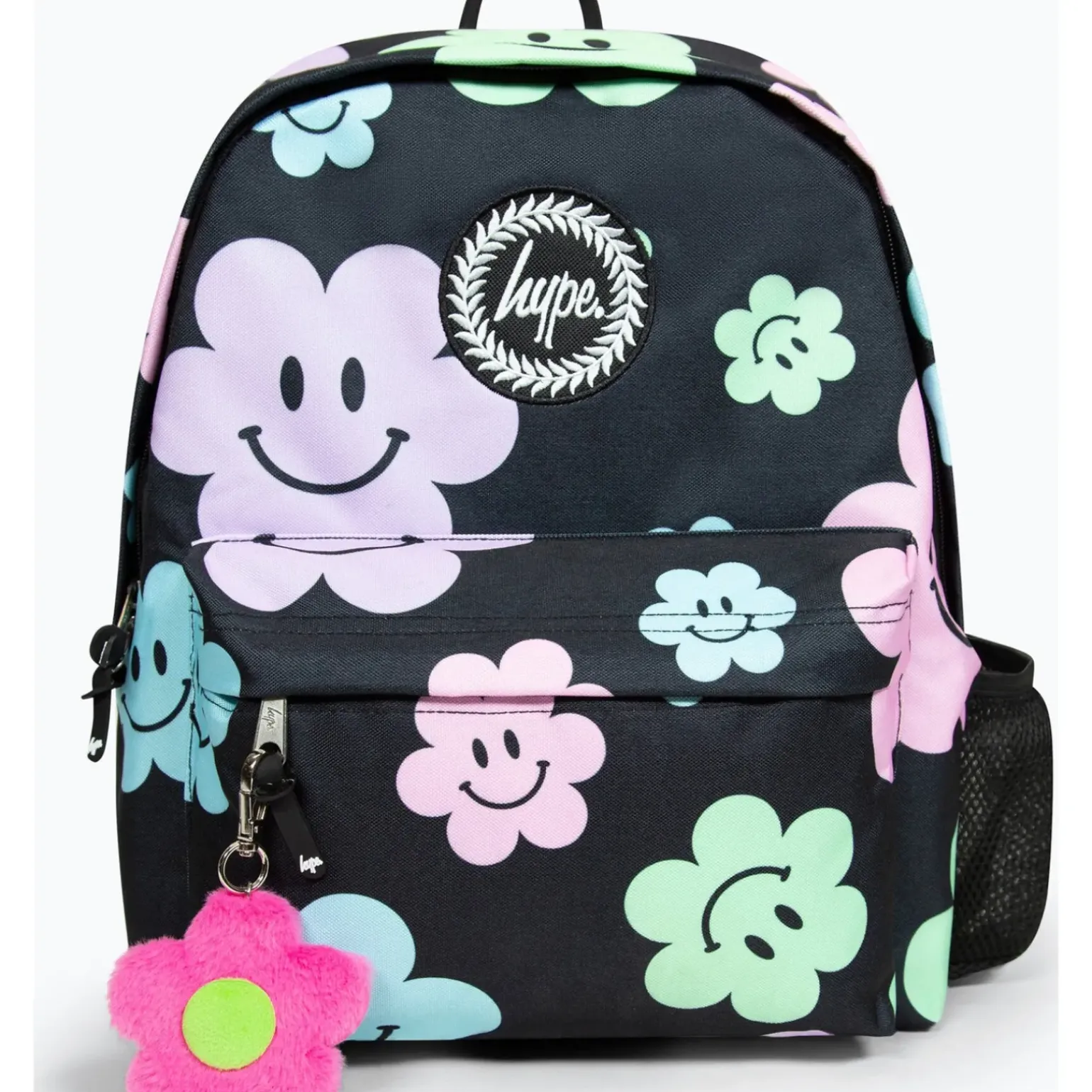 Mochila Badge Black Happy Flowers Hype