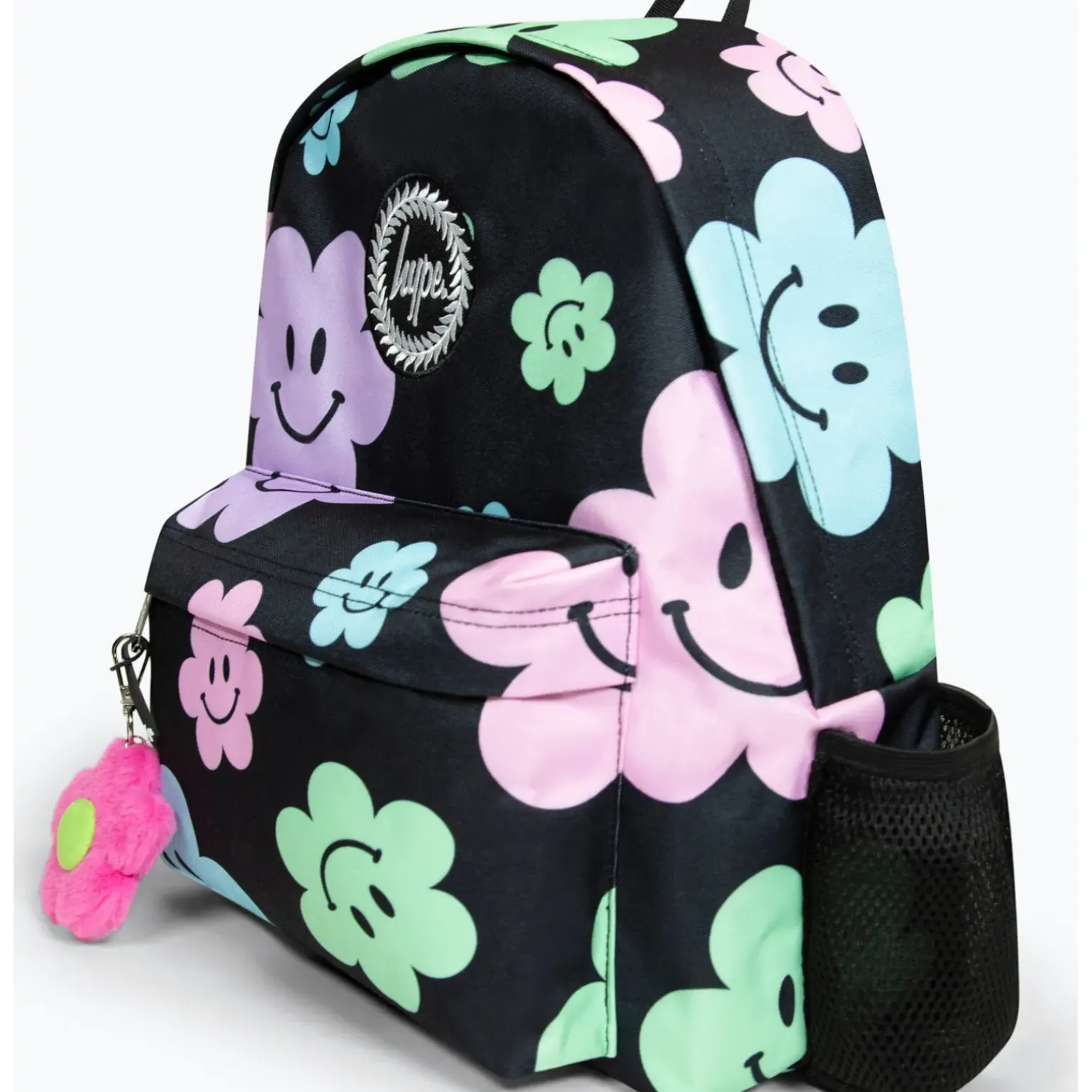 Mochila Badge Black Happy Flowers Hype