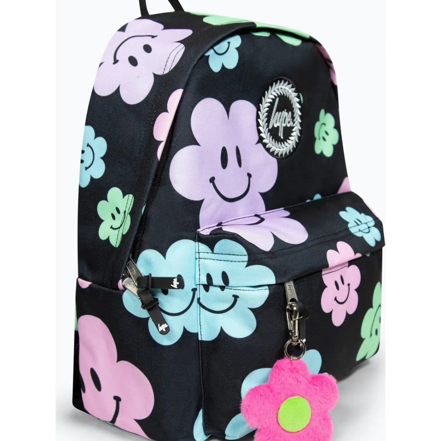Mochila Badge Black Happy Flowers Hype