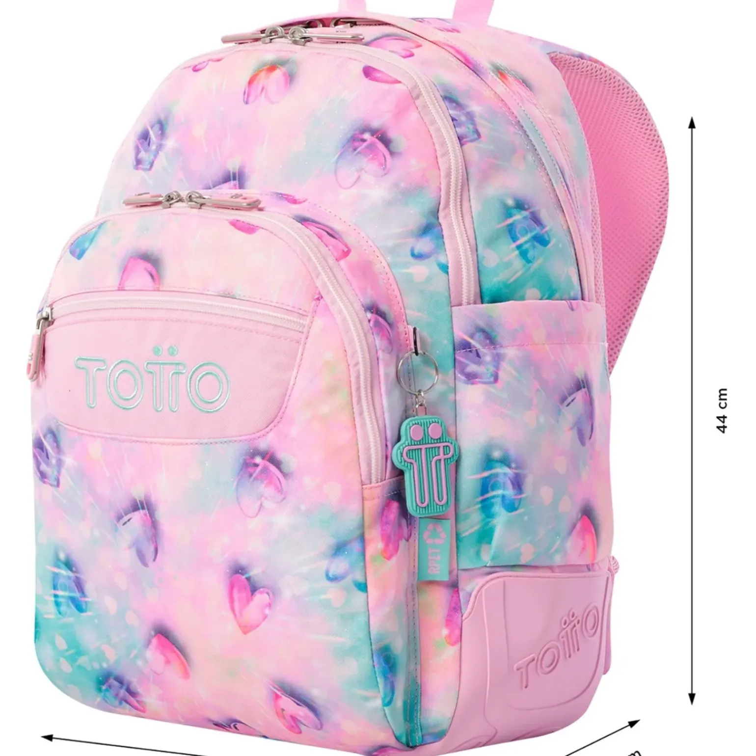 Mochila Com Base Borracha Corações Glitter