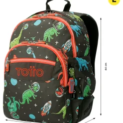 Mochila Com Base Borracha Dino Preto Totto