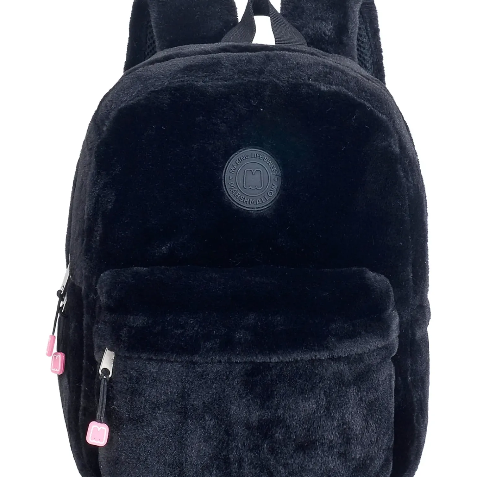 Mochila Pequena Preta Furry Marshmallow
