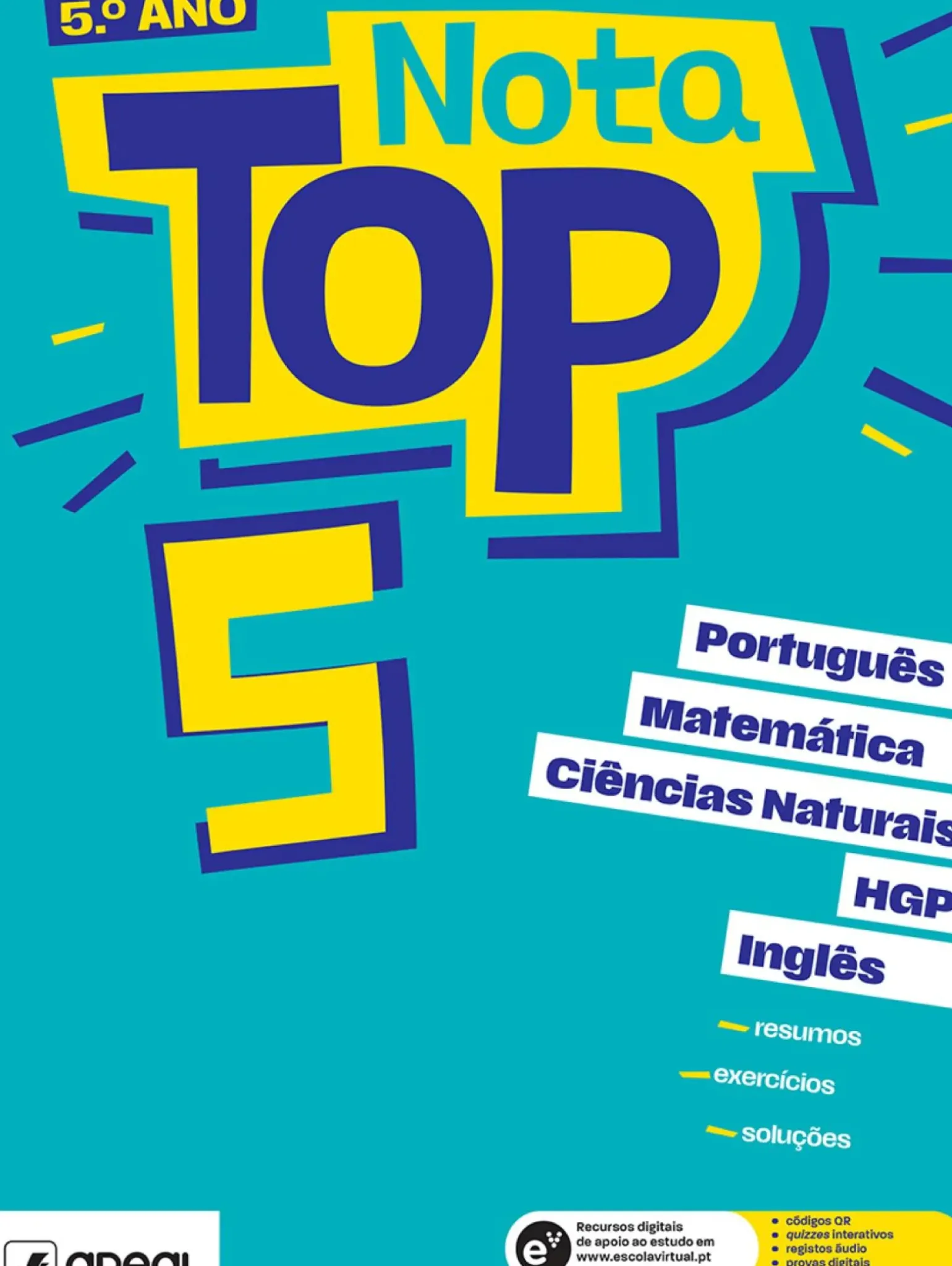 Nota Top 5 - 5.º Ano - Matemática, Português, Ciências Naturais, História e Geografia de Portugal e Inglês