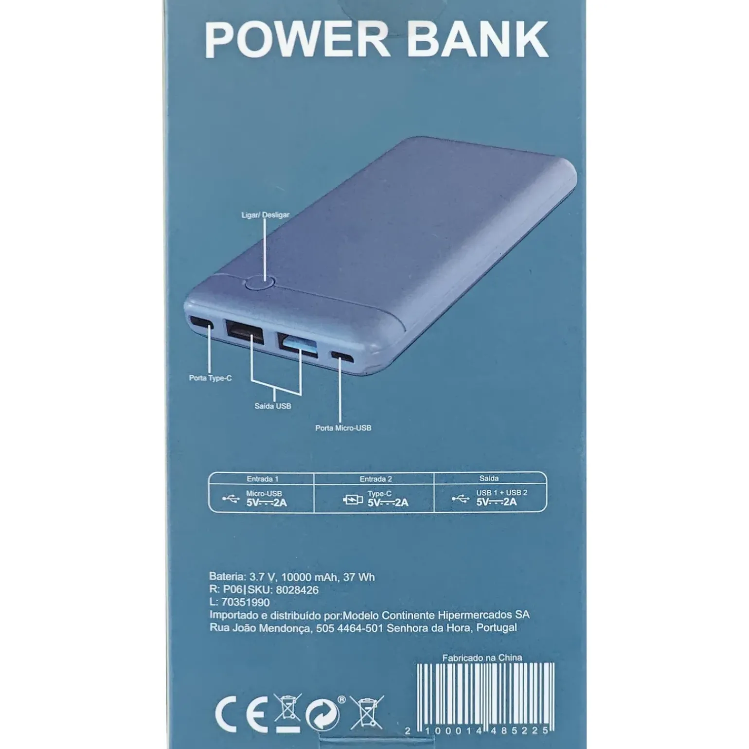Power Bank 10.000Mah Azul Fusion