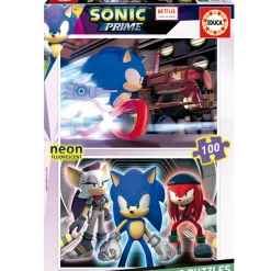 Puzzle 2X100 Peças Sonic Prime Neon Educa