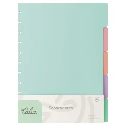 Separadores A4 para Caderno Smart com 5 Divisórias Pastel Talia