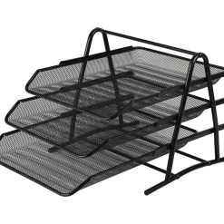 Tabuleiro Metal com Suporte 3 Divisórias Preto