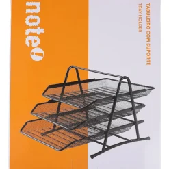 Tabuleiro Metal com Suporte 3 Divisórias Preto
