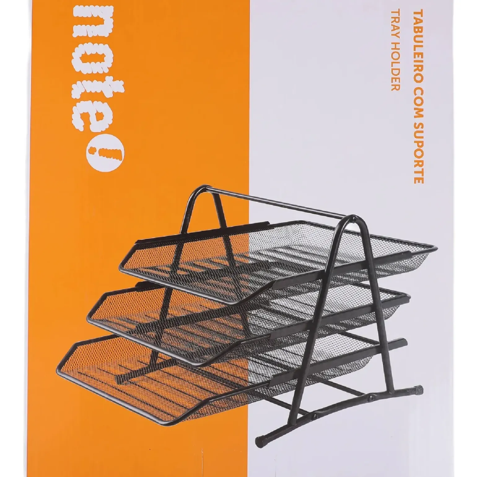 Tabuleiro Metal com Suporte 3 Divisórias Preto