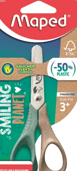 Tesoura 12cm para Esquerdinos Smiling Planet Maped