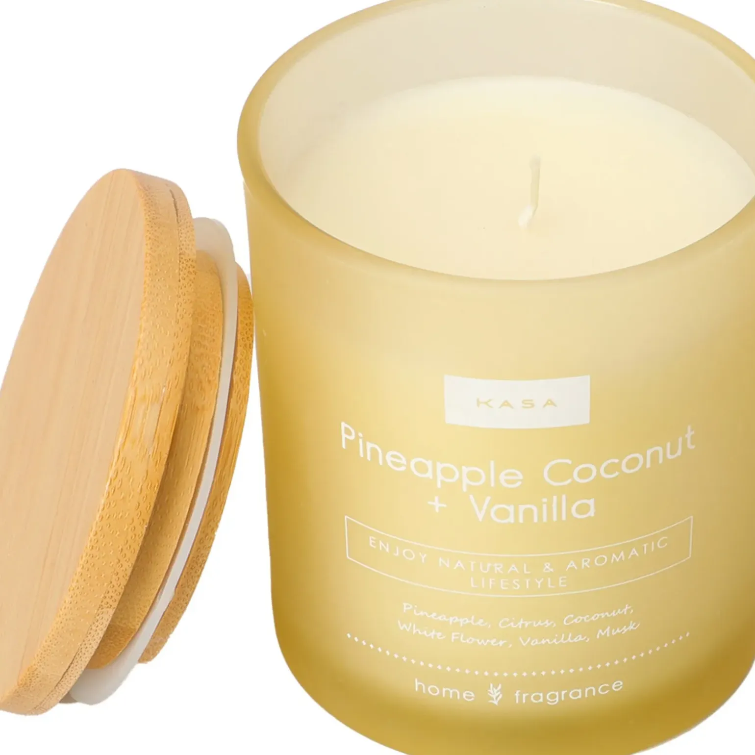 Vela Copo Amarelo Tampa Madeira