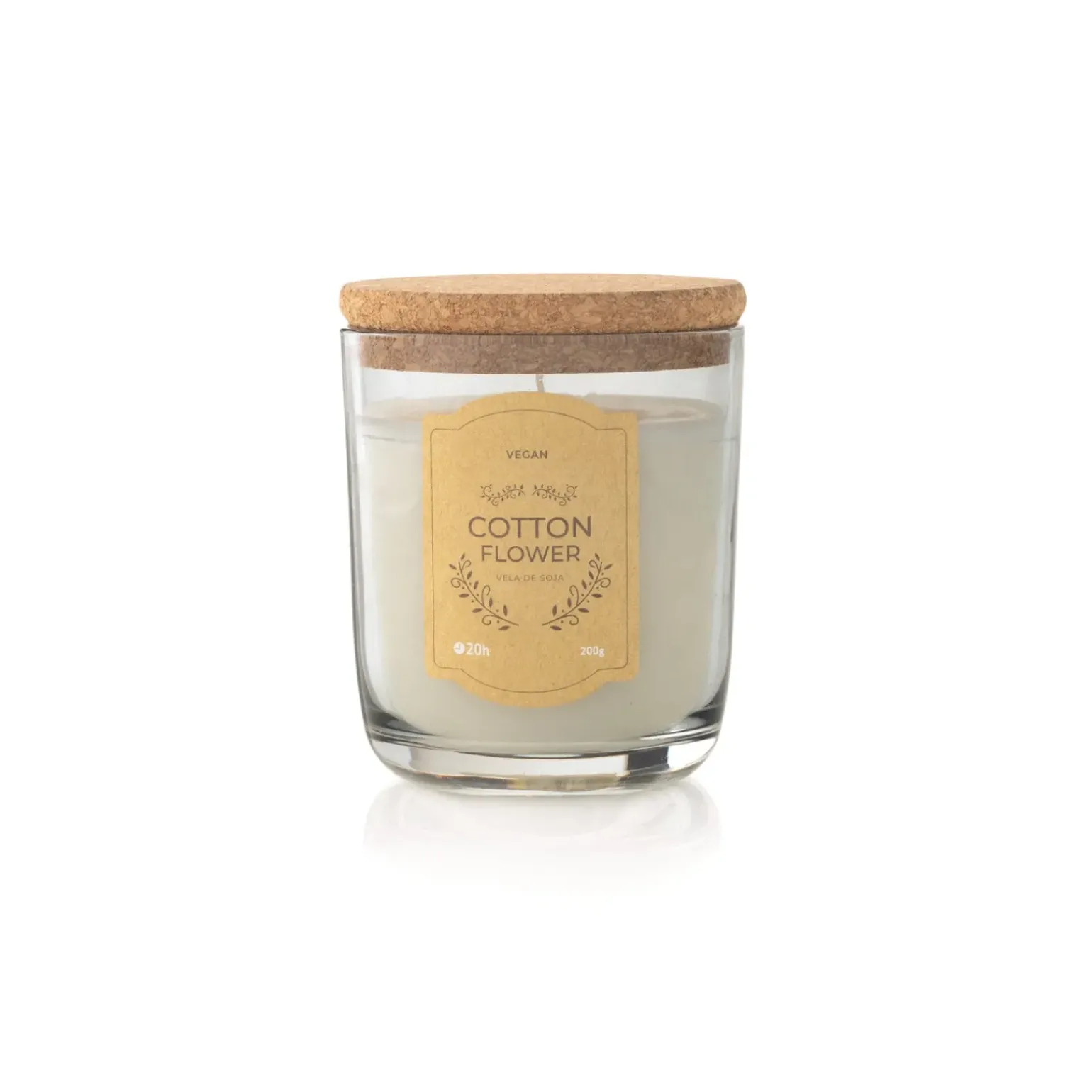 Vela Copo 9Cm Vegan Tampa Cortiça Cinza