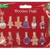 Xmas Molas De Madeira 12 Pack