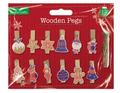 Xmas Molas De Madeira 12 Pack